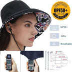 vidsel Womens Sun Hats Wide Brim Reversible Bucket Cotton Hat Packable Summer - Image 4