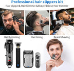 HIENA PRO Professional Cordless Hair Clippers for Men, T-Blade Beard Trimmer & Foil Shaver & Nose Hair Trimmer Set, Barber Clipper Hair Cutting Grooming Kit