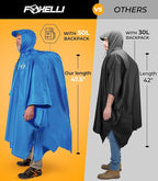 Foxelli Rain Poncho for Adults – Extra Long Reusable Waterproof Raincoat - Image 4