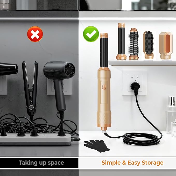 5 in ONE Blow Dryer Brush, Curling Wand Hair Styling Tools Set, Ionic Hot Air Hair Dryer, Massage Oval Hair Dryer, Left&Right Hair Curlers 100-120V