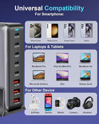 440W Fast USB C GAN Charger Block 8 Port Charging Station HUB Brick Dual PD PPS - Image 7