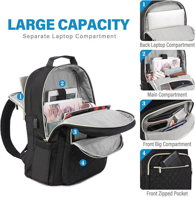 LOVEVOOK Laptop Backpack Purse for Women, Work Business Travel Computer Bags - Image 2