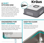 KRAUS Dex 17-inch Undermount 16 Gauge Stainless Steel Single Bowl ADA Kitchen - Image 8