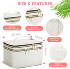 Large Makeup Bag with Mirror Double Layer Travel Make Up Organizer Case - Image 5