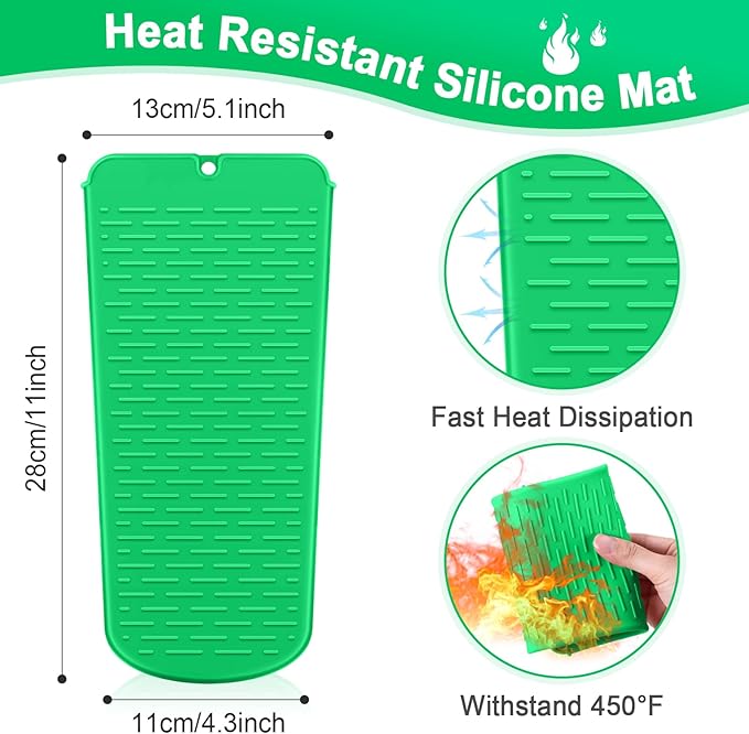 Shappy 2 Pcs Heat Resistant Hair Tools Bag Curling Iron Travel Case Cover Neoprene Flat Iron Holder Travel Case and Silicone Mat Pouch for Hot Hair Tools Storage Organizer(Frond Style)