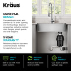 KGUW1-33WH-100-100, Bellucci Workstation 32 in. Undermount Granite Composite Single Bowl Kitchen Sink in White with WasteGuard 1 HP Continuous Feed Garbage Disposal and Accessories (White / 32 Inch / Sink and Garbage Disposal 1 HP)