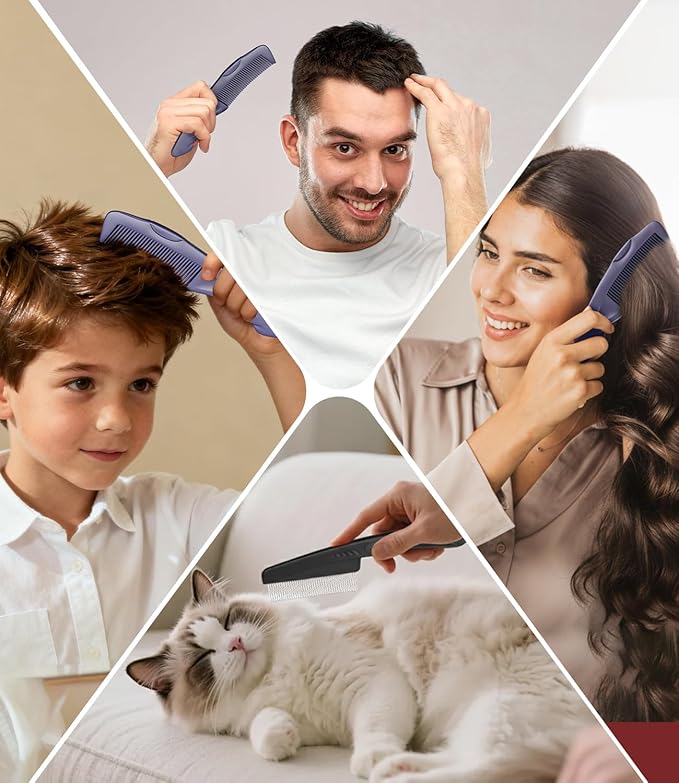 Dandruff Comb 2PC Upgraded Fine Tooth Scalp Detox Comb Lice for Women, Men & Kids Scalp Detoxing, Sweep & Massage Hair Brush Tool with Elegant Box for Hair Care Tool (Purple)