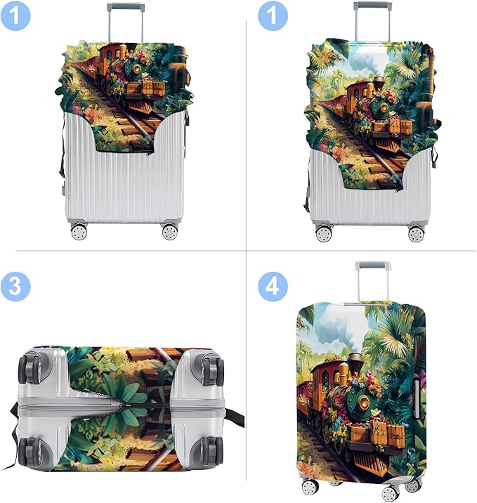 Train Luggage Cover Washable Suitcase Protector Anti-Scratch, Stretchable Fit - Image 4