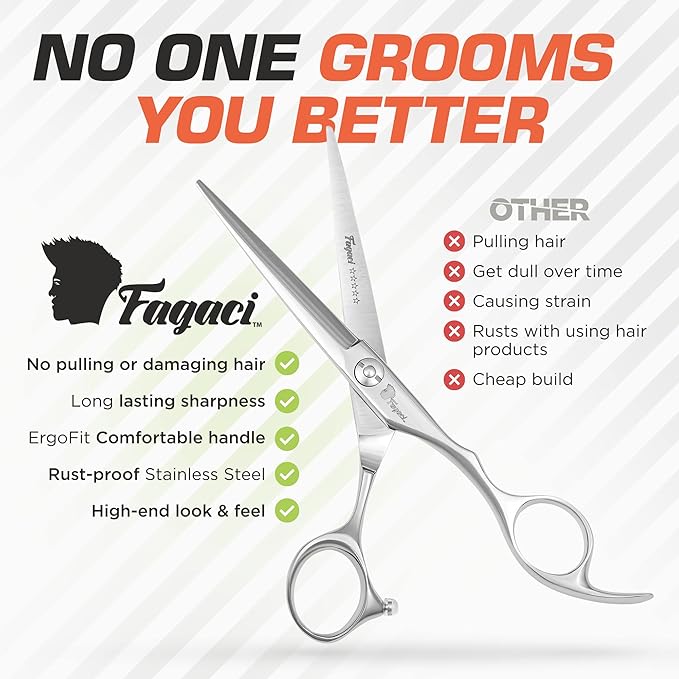 Fagaci Professional Hair Trimmer & Hair Scissors Set Extremely Sharp, Hair Cutting Scissors Professional, Hair Shears, Barber Scissors Set for Men and Women, Hair Edger T-Blade