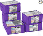 Clothes Storage Bags, Foldable Thick Fabric Blanket Storage Bags, Large Clear by Hopack