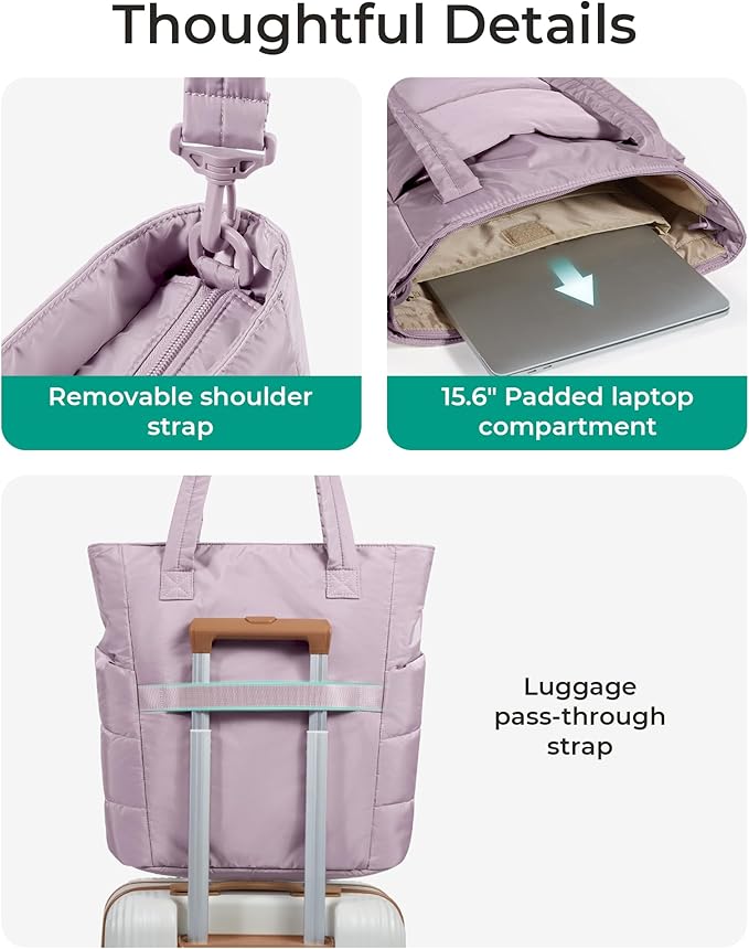 BAGSMART Tote Bag for Women, Lightweight Puffy Tote Bag - Image 5