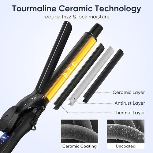 1 Inch Curling Iron, 5 Temperature Settings, Professional Spring Hair Iron for All Hair Types, Max 430℉ with Heat Resistant Mat (1 Inch Black)