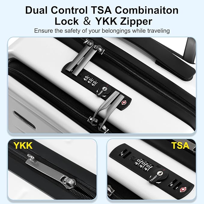 Carry On Luggage 22×14×9 Airline Approved, 20 Inch Lightweight ABS+PC Hard - Image 5