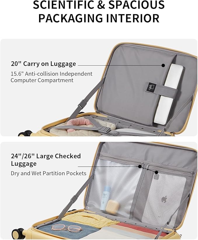 aji Expandable Top Open 26 Inch Checked Luggage - Image 5