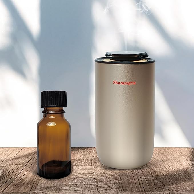 Air Oil Diffuser for Home Waterless Essential Oil Diffuser, Rechargeable USB Aromatherapy Scent Diffuser with LED Lights, Home Fragrance Diffuser for Room, Studio, Office, Bedroom-Champagne