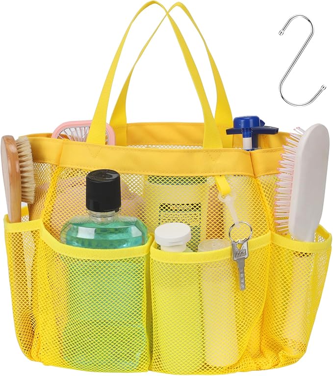F-color Mesh Shower Caddy Portable, Upgrade Deeper 7 Pockets Shower Bag Basket by F-color