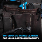 Ox Pro Drywall Tool Belt - 22-Pocket Leather Tool Belt Pouches - Made of Oil-Tanned Leather with Double-Stitching and Steel Rivets - OX-P263804