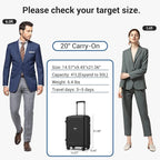 Kono 20 Inch Expandable Carry On Luggage - Image 6