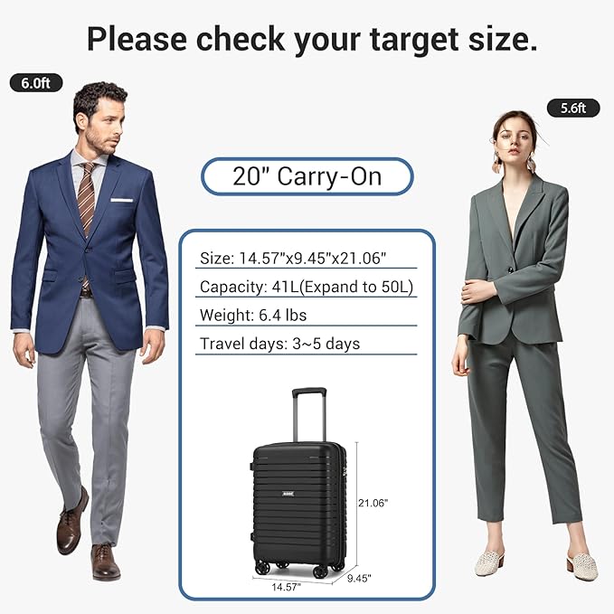 Kono 20 Inch Expandable Carry On Luggage - Image 6