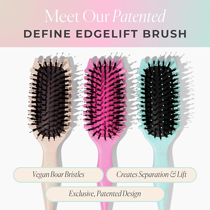 Bounce Curl Define EdgeLift Brush, 5-in-1 Tool for Effortlessly Defined Curls, Waves & Coils, Reduces Frizz - Pink