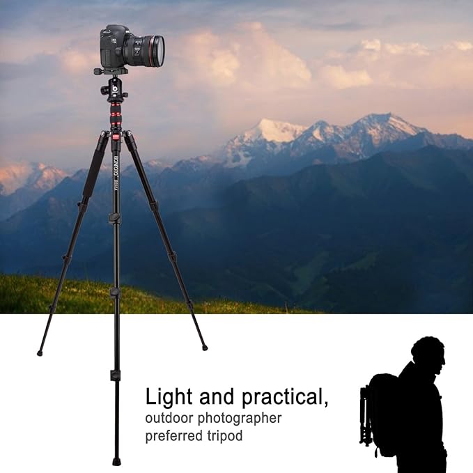 BONFOTO B690A Camera Tripod for Travel, Lightweight Aluminum Portable DSLR - Image 9