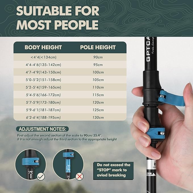 GPTCAMP Hiking Stick, Lightweight Folding Adjustable Travel Walking Stick - Image 6