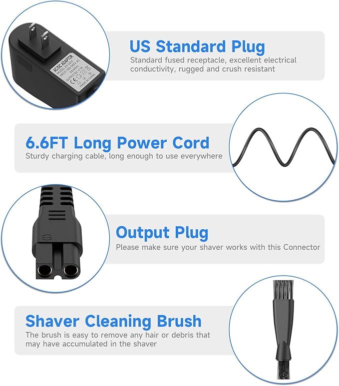 Charger for oneisall Low Noise Dog Clippers 26225202-003DE/P2/X2/X3/C61/N6/A11/X2N5/K52NTS Cat Hair Trimmer Charger Cord Dog Grooming Kit