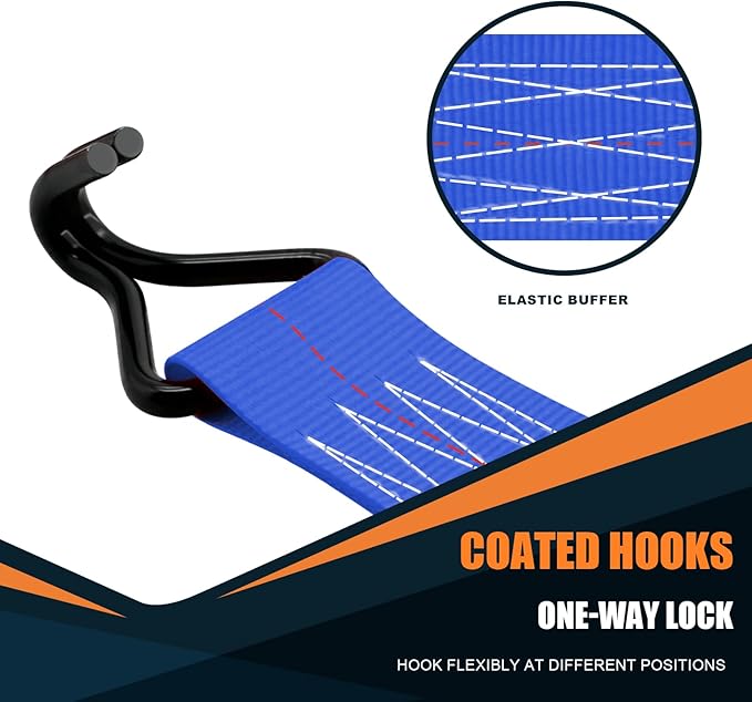 6 Pack 2 inch Ratchet Straps Heavy Duty J Hook 2 in x 15ft - Image 4