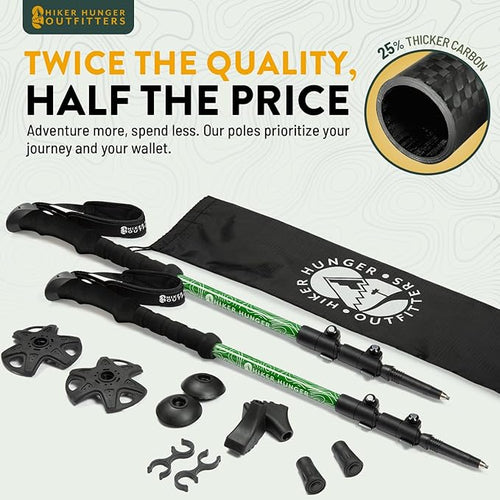 100% Carbon Fiber Trekking Poles by USA Brand - Image 2
