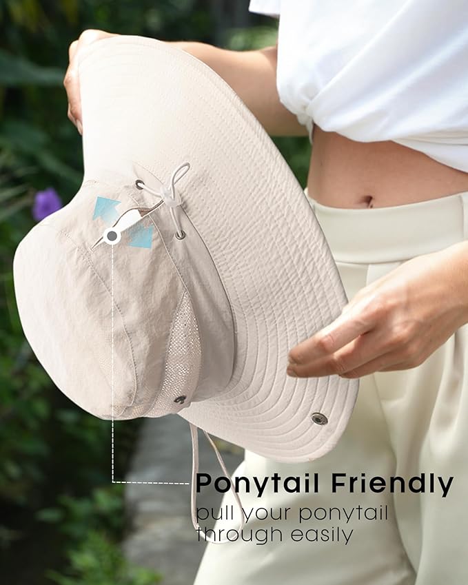 FURTALK Womens Sun Hat with Ponytail Hole Beach Hiking Summer Wide Brim UPF 80+ - Image 5