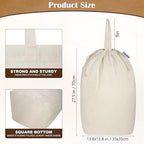 Canvas Laundry Bags with Handles & Square Base13.8"x 13.8", Large Heavy Duty - Image 5