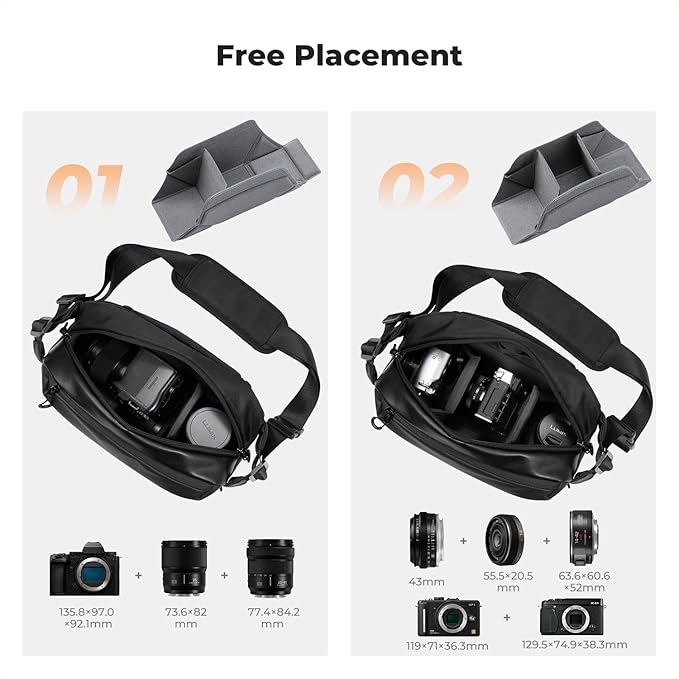 K&F Concept 2 in 1 Sling Bag Everyday Shoulder Bag & Multifunction Photography - Image 3