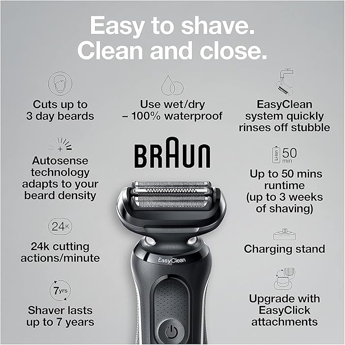 Braun Electric Razor for Men, Waterproof Foil Shaver, Series 5 5050cs, Wet & - Image 2