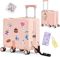 Kids Ride-On Luggage, Foldable Pedal, Hidden Cup Holder & Combination Lock by smilesun