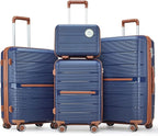4-Piece Luggage Set with Double Spinner Wheels, Expandable Hardside Suitcases by Unknown