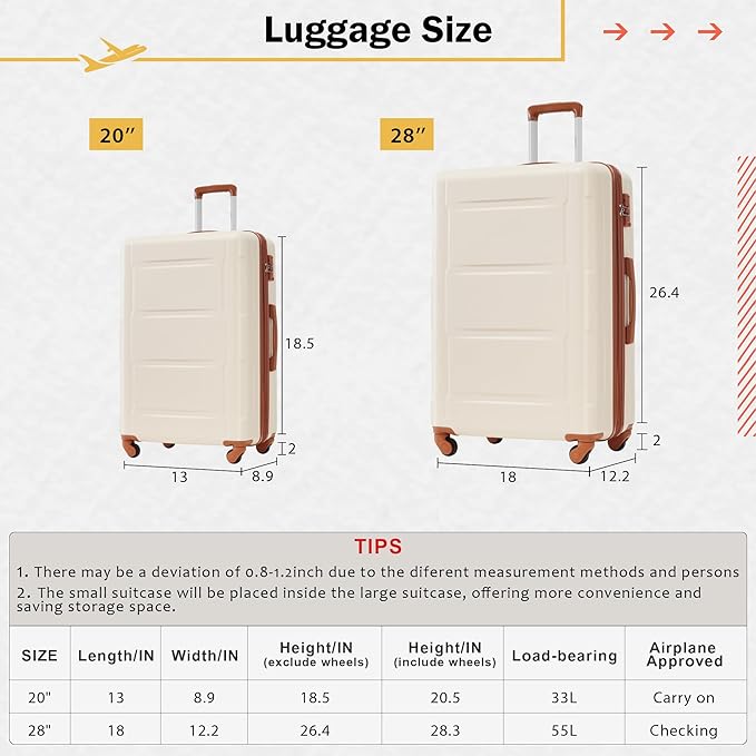 Merax Luggage Set 2 Piece Suitcase Sets - Image 4