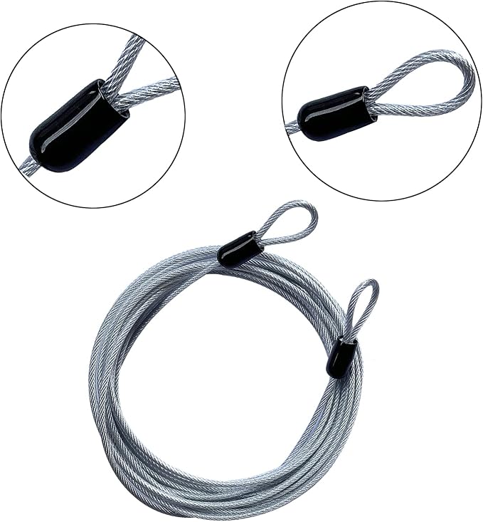 15FT 3mm Outdoor Travel Long Security Cable Lock, Braided Steel Coated Safety - Image 2