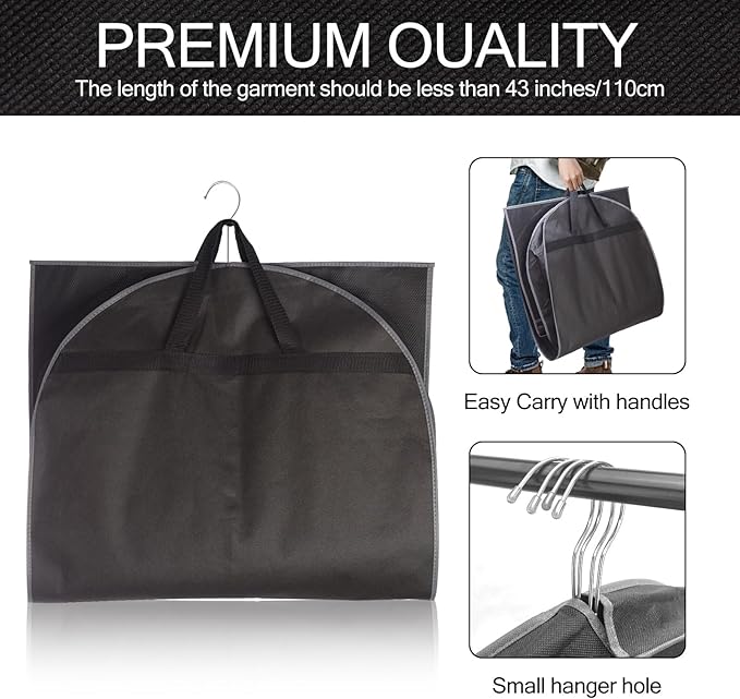 3 Pack 43" Garment Bags for Travel and Storage, Suit and Dress Bags - Image 7
