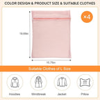 4-Piece Pink Large Durable Organic Cotton Mesh Laundry Bags - Image 4