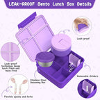 Kids Bento Lunch Box with 8oz Soup Thermo, Kids Leakproof Lunch Food Containers - Image 4