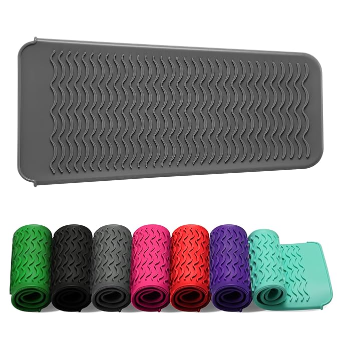 ZAXOP Resistant Silicone Mat Pouch for Flat Iron, Curling Iron,Hot Hair Tools (Grey)