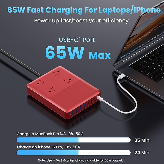 12-in-1 Charging Station USB C Power Strip - Image 3