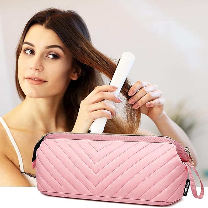Hair Tools Travel Bag for Shark Flexstyle Dyson, Quilted Case Organizer Bag, Gift for Women Hair Accessories Storage Bag, Travel Hairdryer Portable Bag for Women, Pink