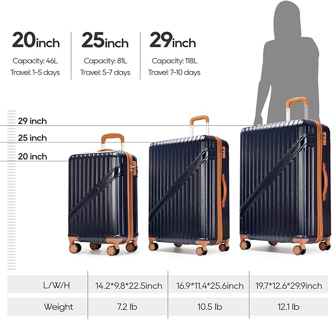 GinzaTravel Luggage Sets 3-Piece Expandable Suitcases - Image 4
