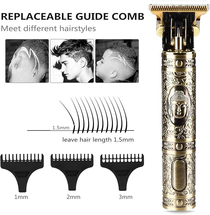 Unisex Hair Trimmer Kit - Cordless, Rechargeable, Waterproof, with Guide Combs for Men
