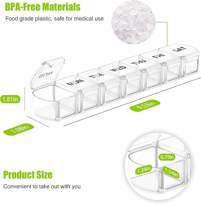 Extra Large Pill Organizer 3 Pack, XL Pill Box 7 Day, Weekly Pill Case - Image 6