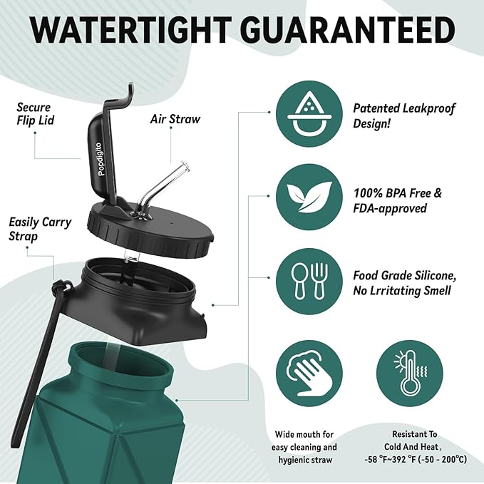 Collapsible Water Bottles 20.6oz Foldable Water Bottle BPA Free Reusable - Image 6