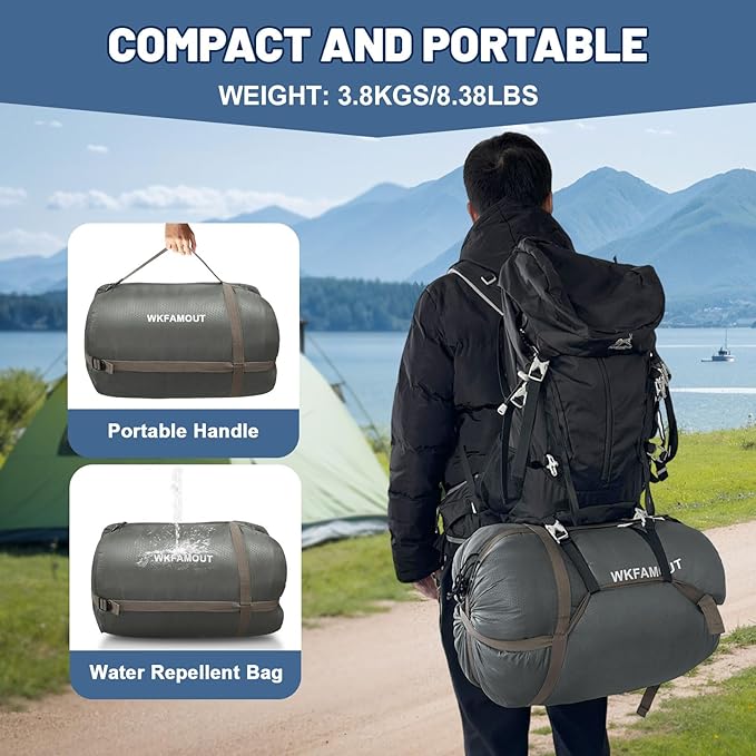 Double Sleeping Bag for Adults Machine Washable 2 Person Camping Sleeping Bag - Image 7
