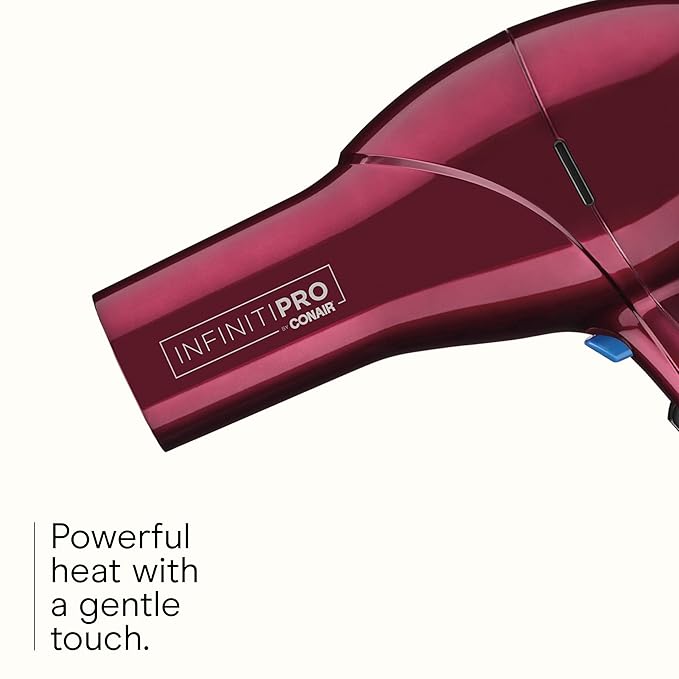 Infiniti PRO CONAIR Hair Dryer with Diffuser, Professional AC Motor, Tourmaline Ceramic Technology Blow Dryer, Includes Concentrator and Blowout Brush, Amazon Exclusive, Burgundy
