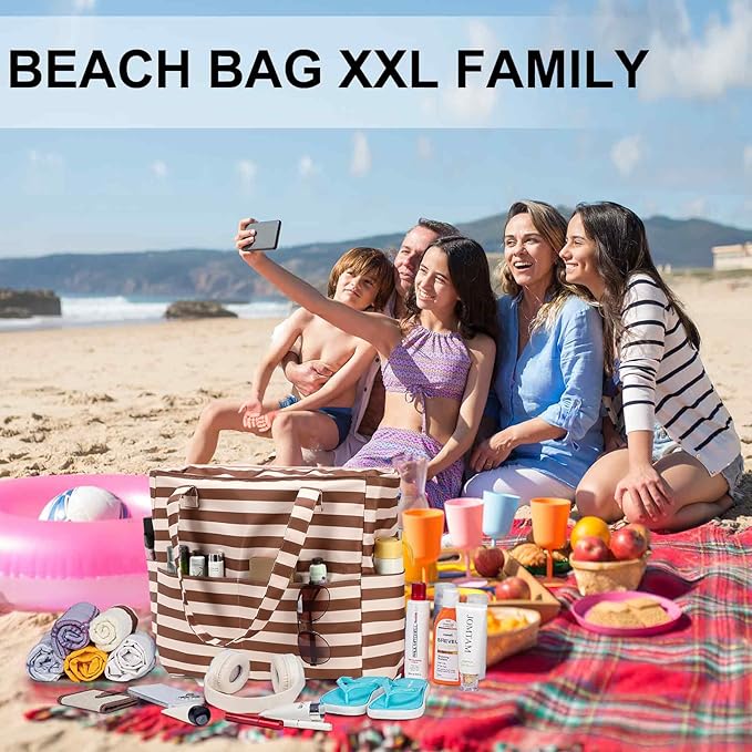 LEDAOU Beach Bag Waterproof Sandproof Women Tote Bag Pool Bag - Image 5